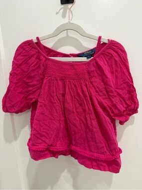Polo by Ralph Lauren Hot Pink Smocked Peasant Blouse